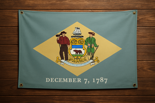 Delaware Flag with Grommets Along the Edges for Wall Hanging