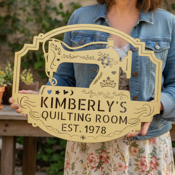 Custom Sewing & Quilting Room Metal Sign - Wall Decor