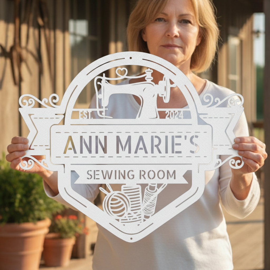Custom Metal Sign for Quilting & Sewing Craft Rooms