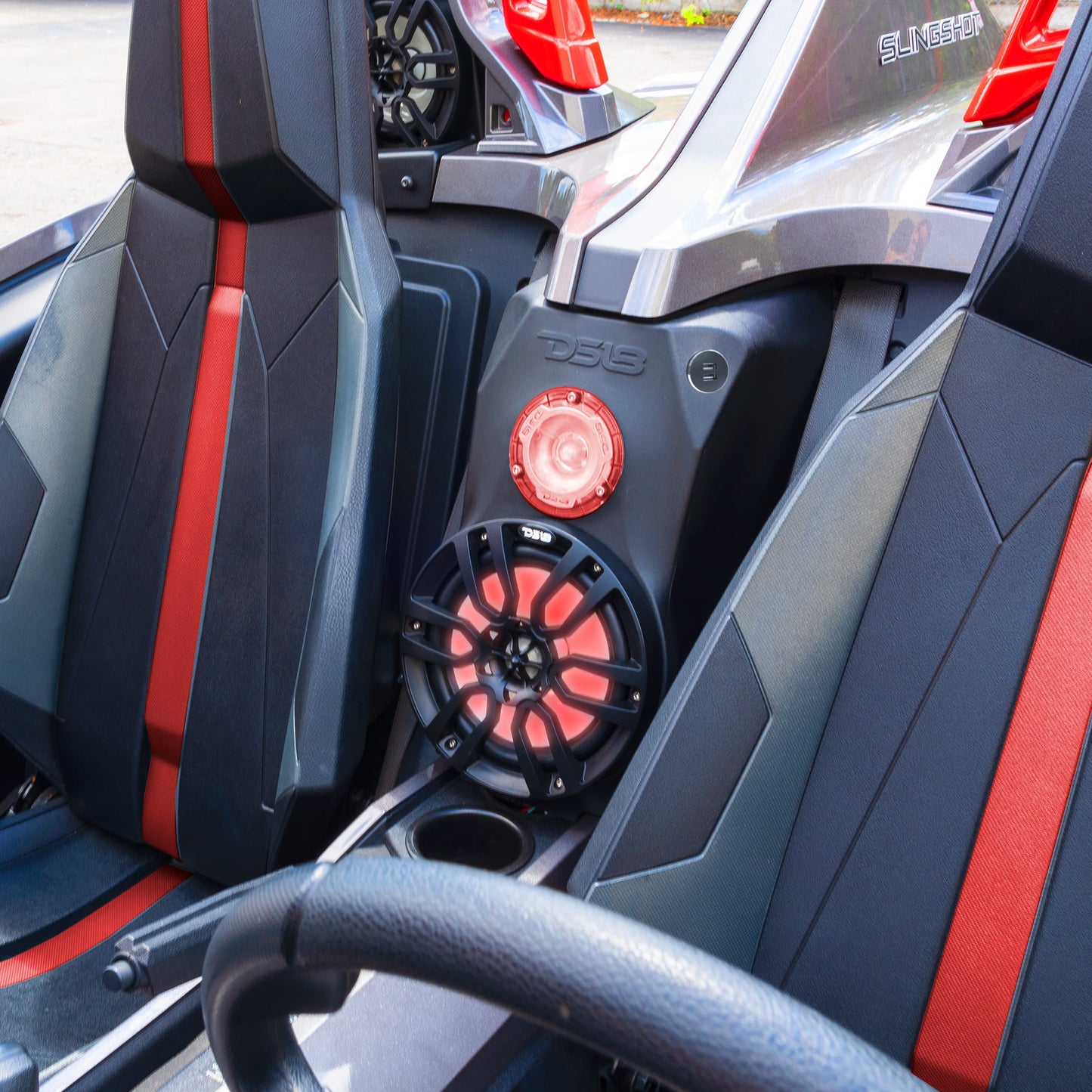 Polaris Slingshot Water Fall Center Console 1 X 8" Enclosure With NXL-8/BK and PRO-TW1L | 2015 - 2019