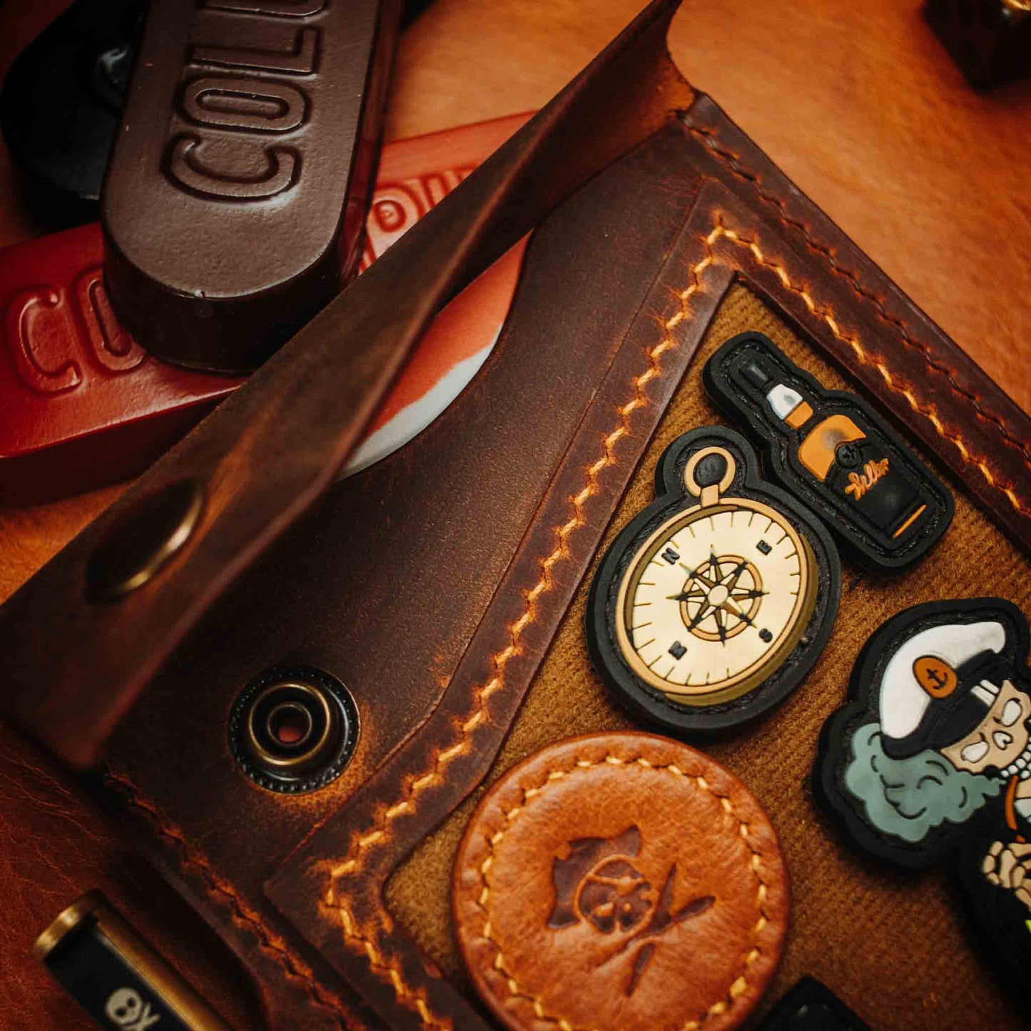 Field Notes Cover - Steersman | Leather Velcro Patch Display | EDC Journal Holder