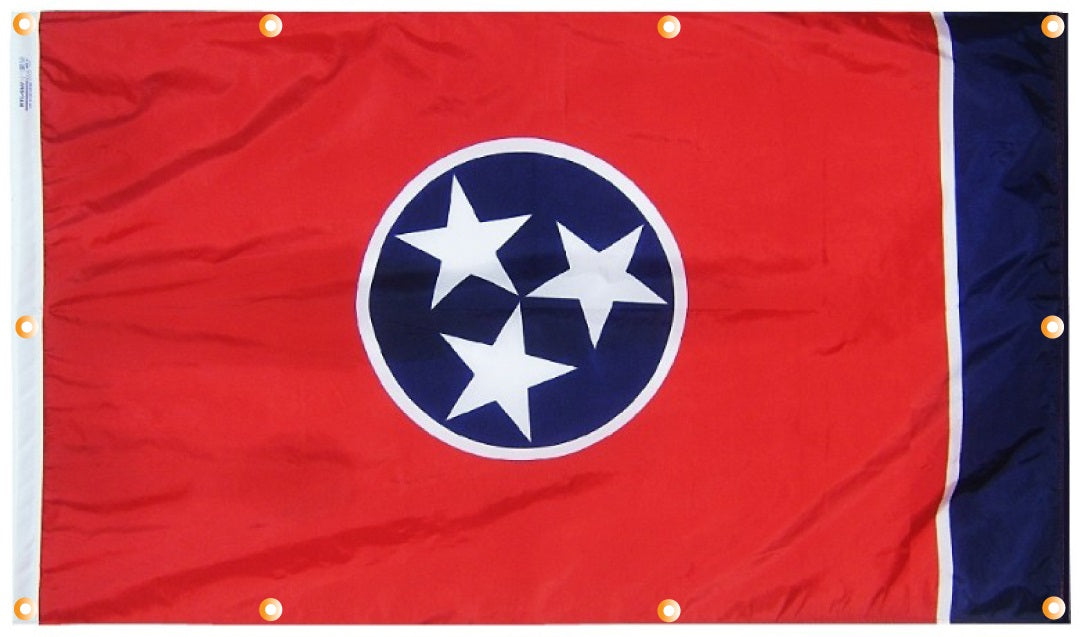 Tennessee Flag with Grommets Along the Edges for Wall Hanging