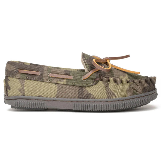 Minnetonka Pile Lined Hardsole Canvas (Camo) - Children's Slipper