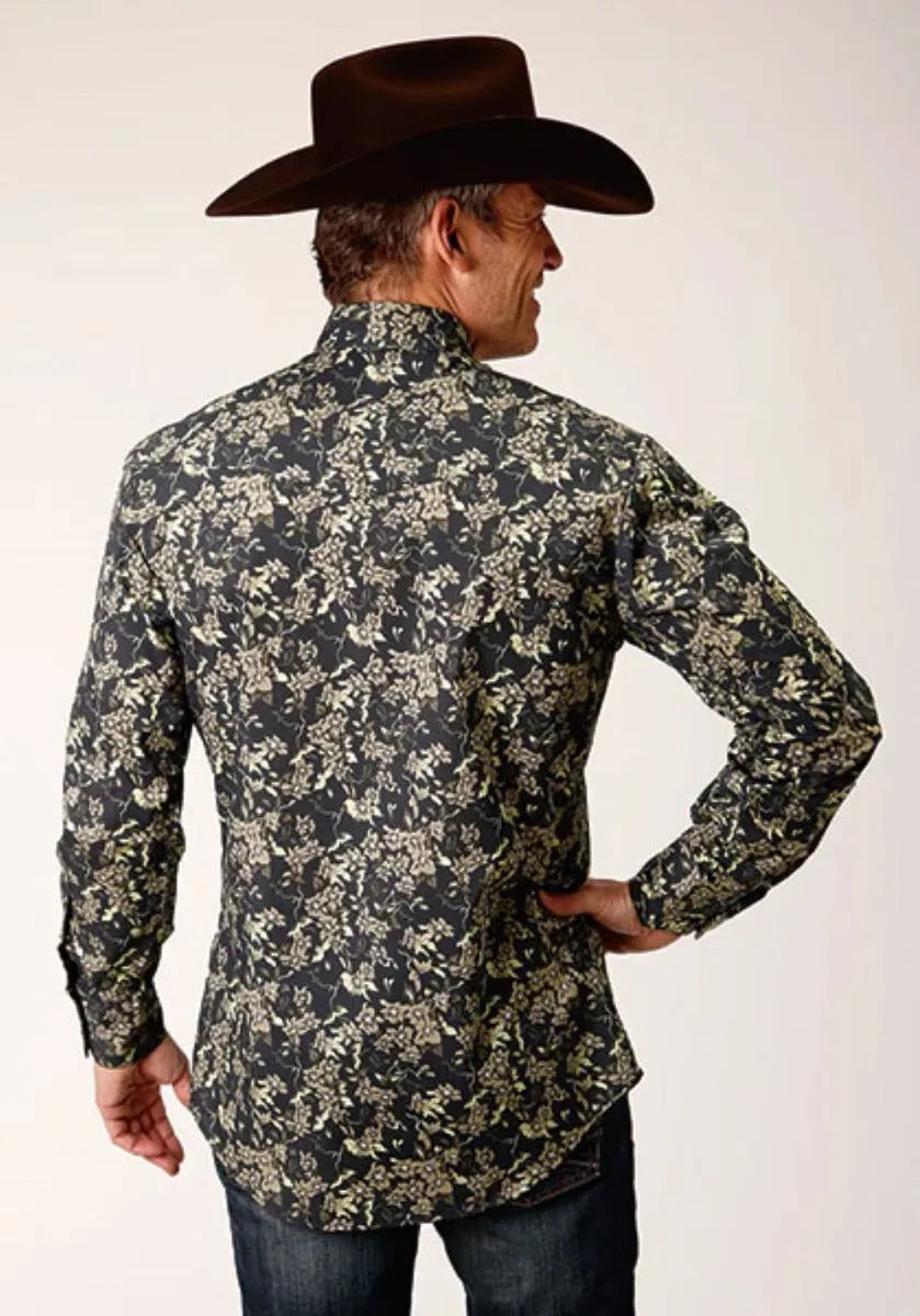 Roper Vintage Dark Floral (Black) - Men's Western Shirt