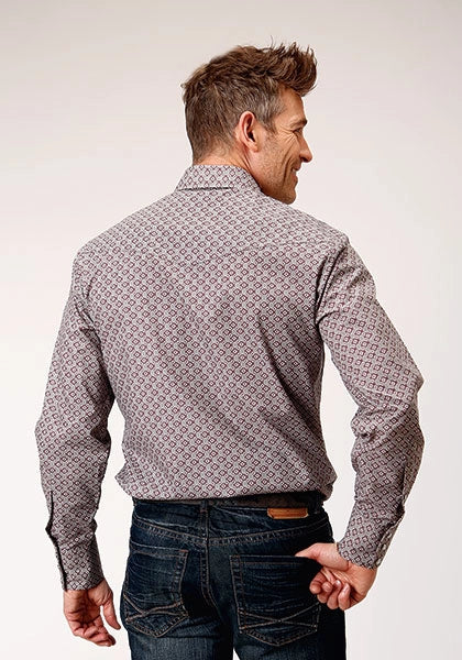 Roper 1888 Retro Print (Wine) - Men's Western Shirt