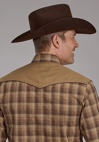 Roper 2129 Ombre Plaid (Brown) - Men's Western Shirt