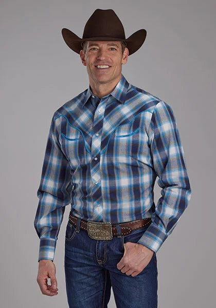Roper 2102 Plaid (Blue) - Men's Western Shirt