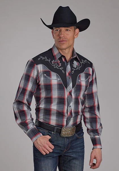 Roper 2109 Red Plaid (Black) - Men's Western Shirt