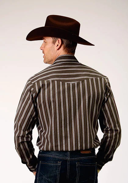 Roper 1890 Chocolate Stripe (Brown) - Men's Western Shirt