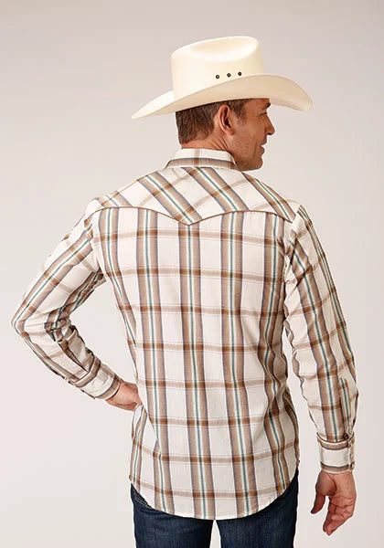 Roper 01633 Large Plaid (Brown) - Men's Western Shirt