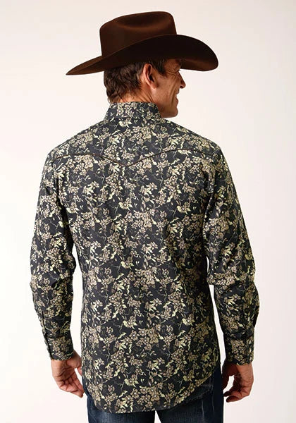 Roper 1720 Vintage Floral (Black) - Men's Western Shirt