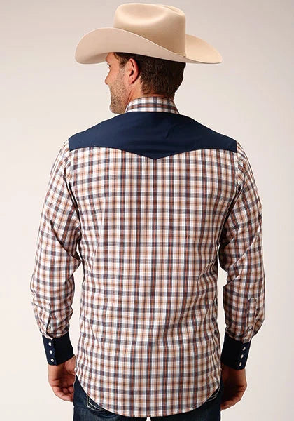 Roper 1506 Windowpane Plaid (Navy) - Men's Western Shirt