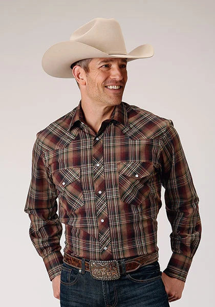Roper 1885 Multi Plaid (Brown) - Men's Western Shirt