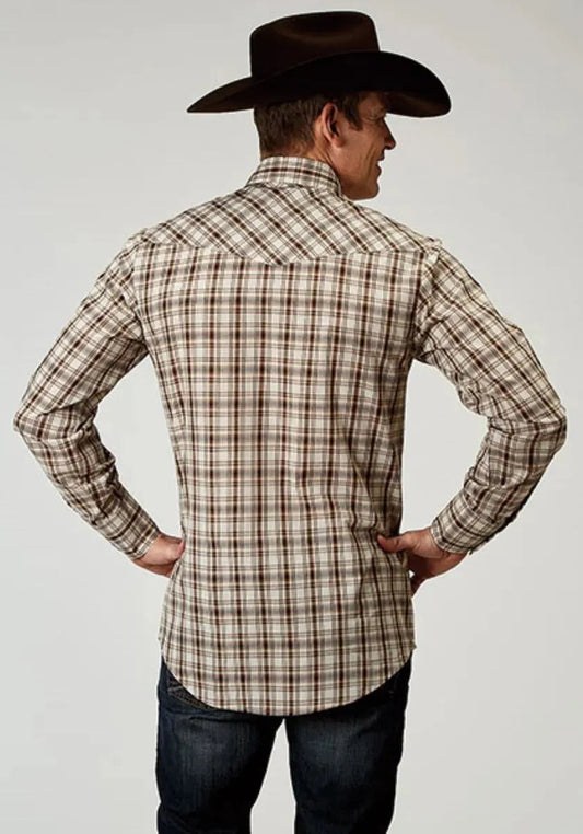 Roper Desert Plaid (Brown) - Men's Western Shirt (Closeout)