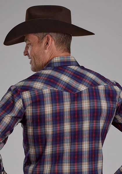 Roper 2103 Woven Plaid (Blue) - Men's Western Shirt