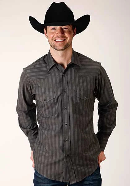 Roper 826 Dobby Stripe (Grey) - Men's Western Shirt