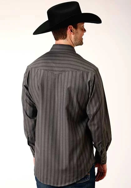 Roper 826 Dobby Stripe (Grey) - Men's Western Shirt