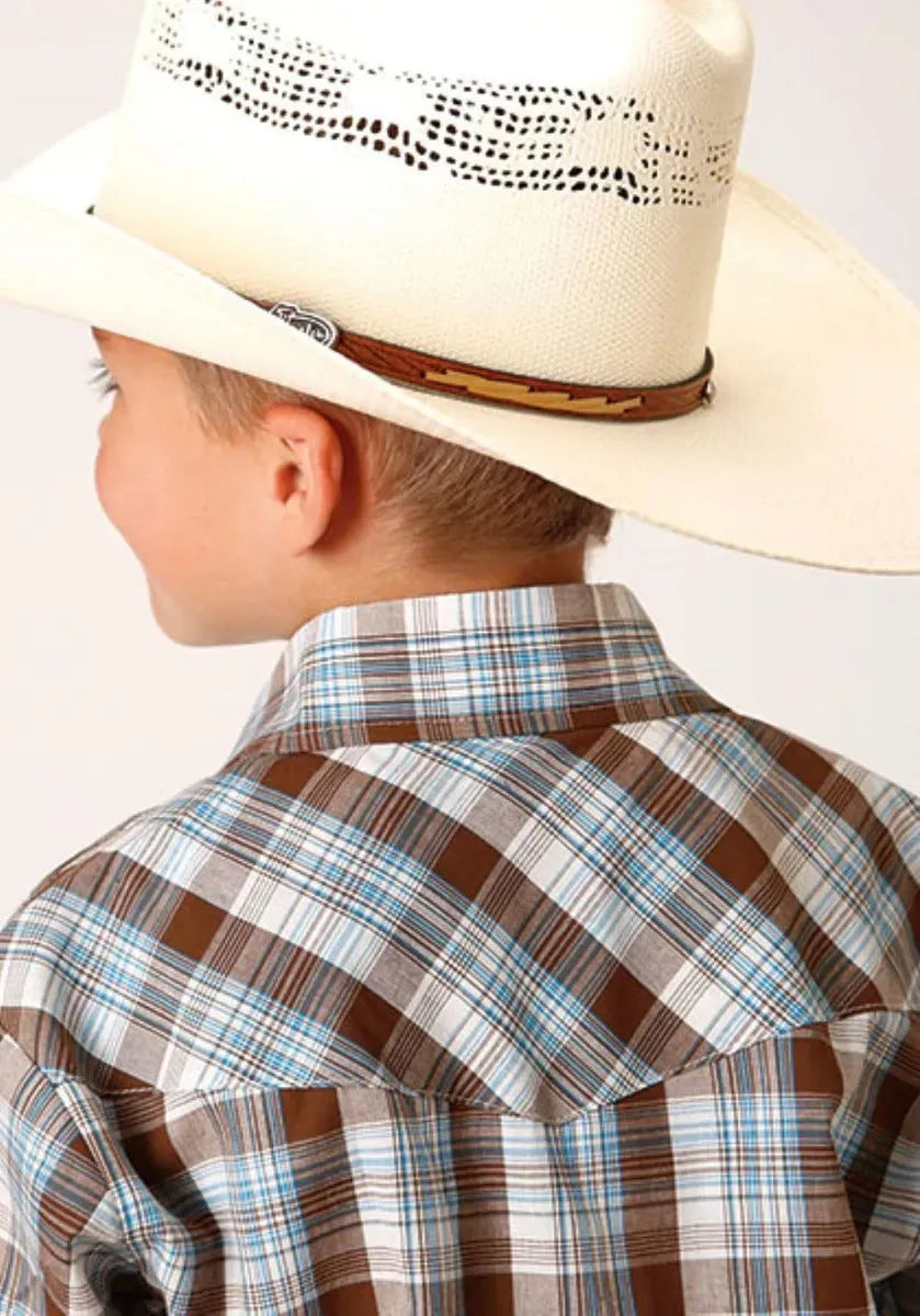 Roper Bluebird Ridge (Brown) - Boy's Western Shirt
