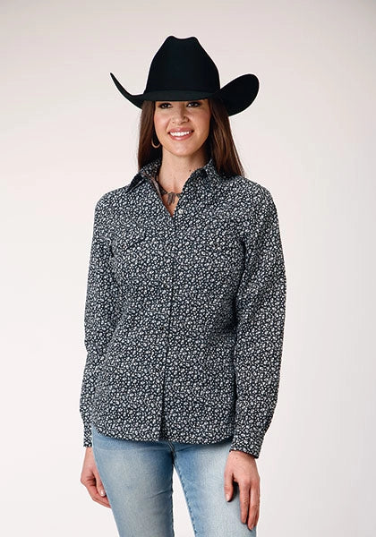 Roper 1889 Floral Print (Black) - Women's Western Shirt