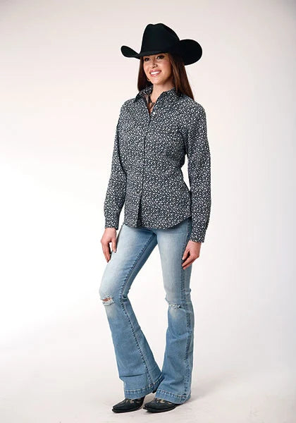 Roper 1889 Floral Print (Black) - Women's Western Shirt
