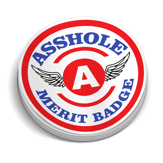 Asshole Merit Badge Hard Hat Decal