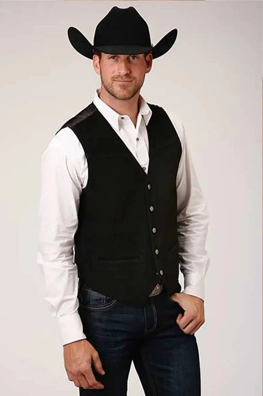Roper Classic Suede Leather (Black) - Men's Vest (Closeout)