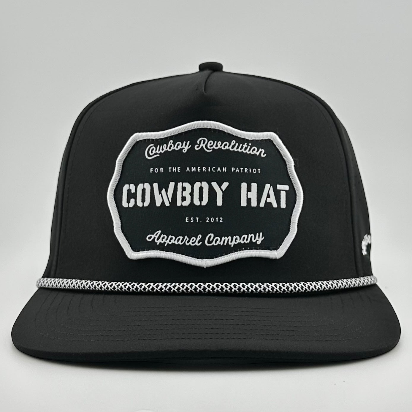 “Cowboy Hat” Performance Patch Rope Hat - Black