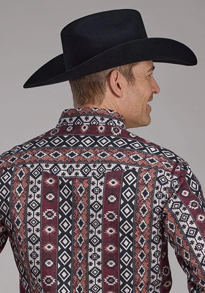 Roper 2178 Winter Aztec Print (Red) - Men's Western Shirt