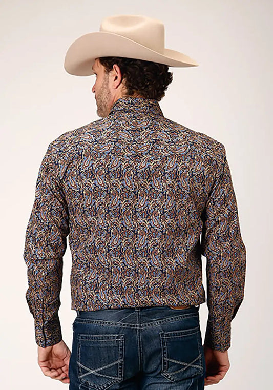 Roper Denim Blue Vintage Paisley (Blue) - Men's Western Shirt