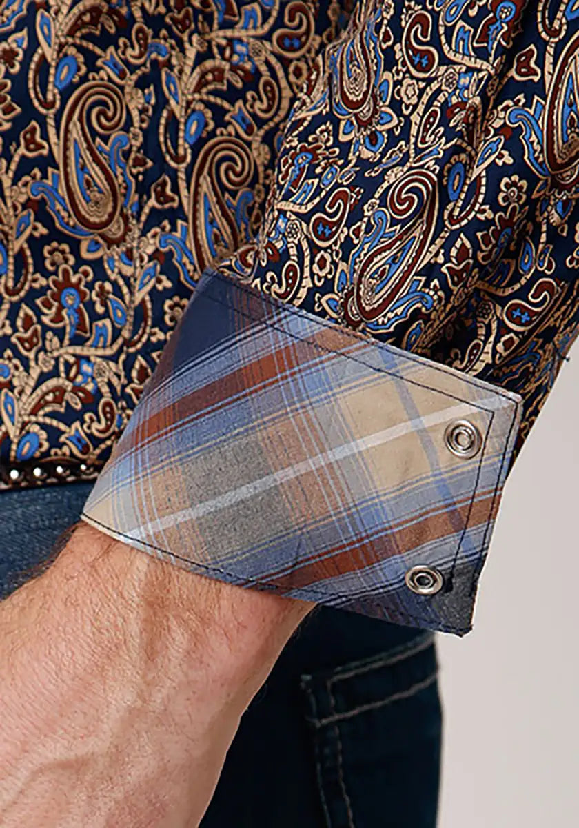 Roper Denim Blue Vintage Paisley (Blue) - Men's Western Shirt