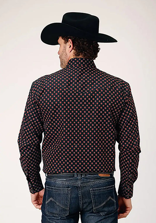 Roper Black Canyon Cottage Foulard (Black) - Men's Western Shirt
