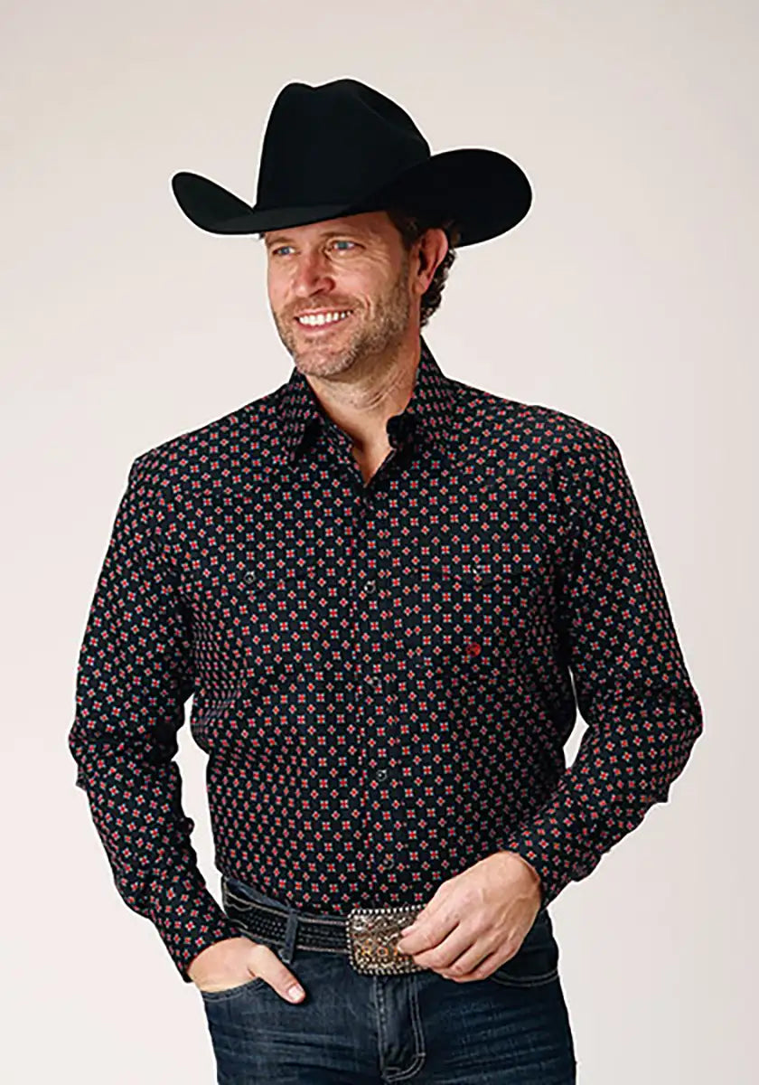 Roper Black Canyon Cottage Foulard (Black) - Men's Western Shirt