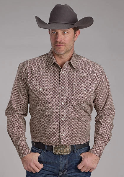 Roper 2250 Stretch Foulard (Wine) - Men's Western Shirt