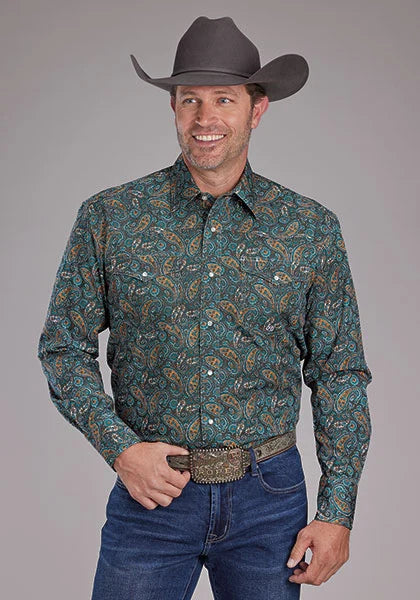 Roper 2382 Dusk Paisley (Blue) - Men's Western Shirt
