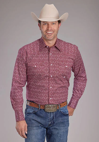 Roper 2386 Stretch Medallion Paisley (Red) - Men's Western Shirt