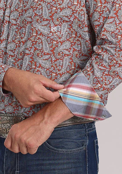 Roper 2499 Clay Paisley (Orange) - Men's Western Shirt