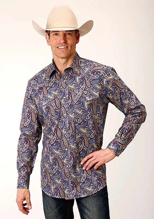 Roper Plum Ridge Royal Paisley (Plum) - Men's Western Shirt