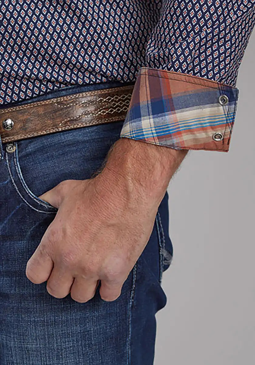 Roper Fall River Diamond Eye (Blue) - Men's Western Shirt