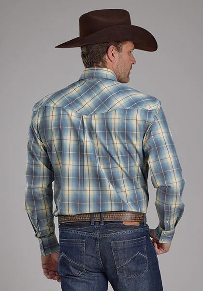 Roper 2159 Dungaree Plaid (Blue) - Men's Western Shirt