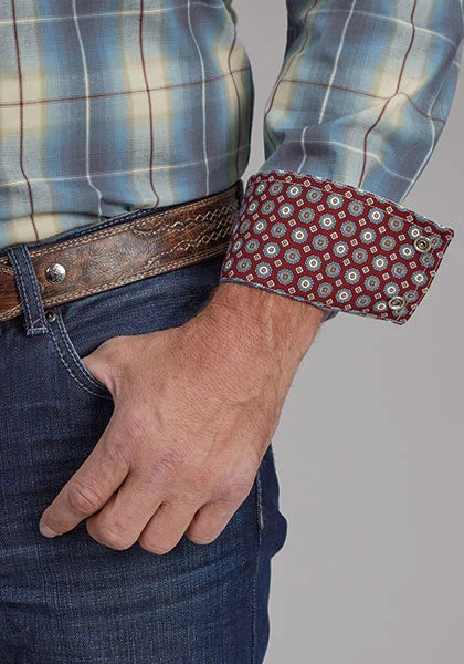 Roper 2159 Dungaree Plaid (Blue) - Men's Western Shirt