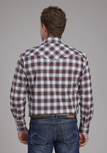 Roper 2164 Stretch Plaid (Brown) - Men's Western Shirt