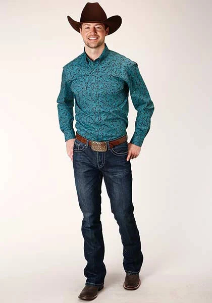 Roper 1377 Agave Paisley (Blue) - Men's Western Shirt