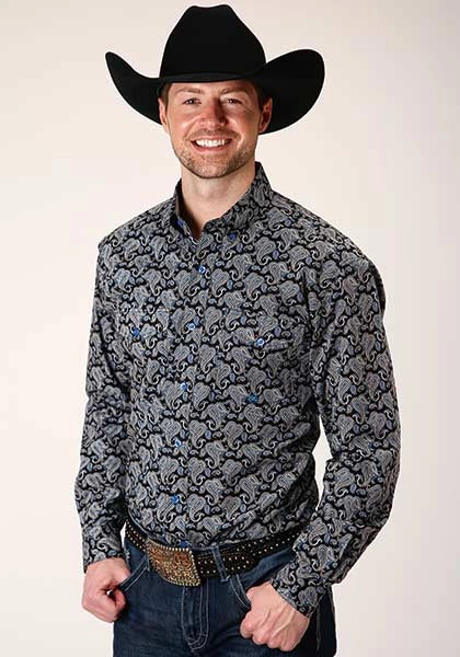 Roper 1382 Starry Night Paisley (Black) - Men's Western Shirt