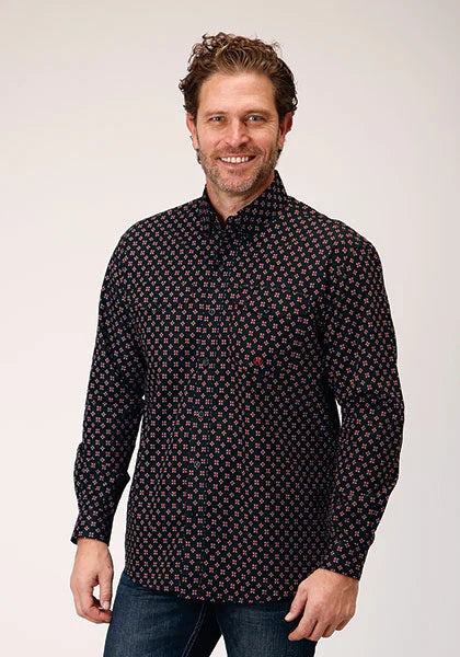 Roper 1846 Cottage Foulard (Black) - Men's Western Shirt