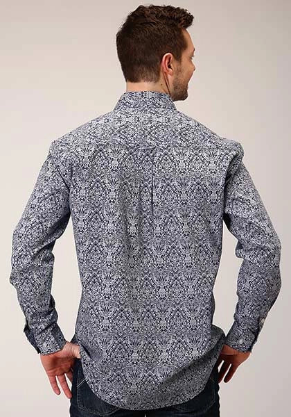 Roper 1380 Crystal Medallion (Blue) - Men's Western Shirt