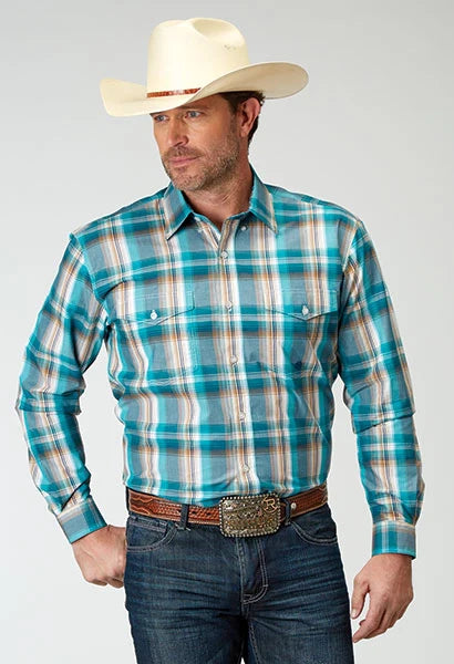 Roper 1939 Waters Edge Plaid (Blue) - Men's Western Shirt