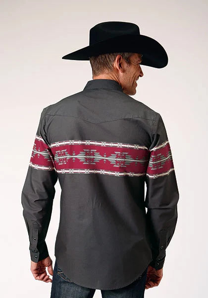 Roper 1812 Aztec Border (Black) - Men's Western Shirt