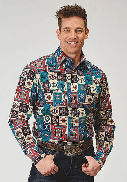 Roper 1909 Vintage Patchwork Print (Multi) - Men's Western Shirt
