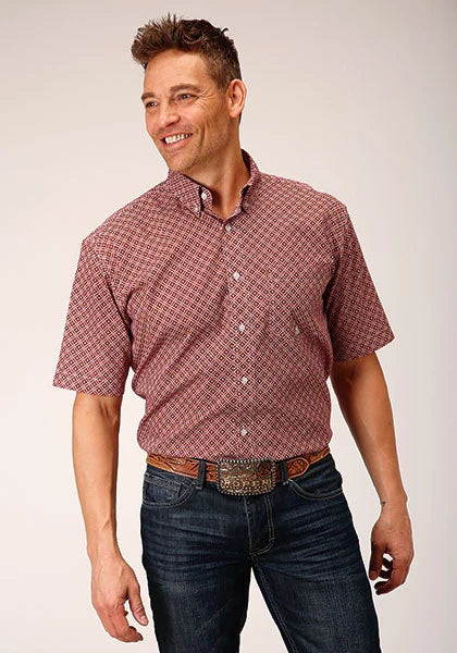 Roper 01560 Diamond Foulard (Red) - Men's Short Sleeve Shirt