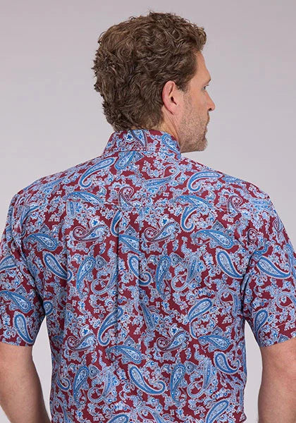 Roper 2496 Heritage Paisley (Wine) - Men's Short Sleeve Shirt